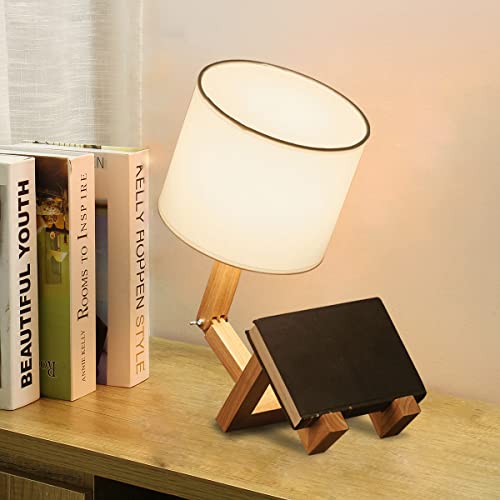 MUMENG Robot Table Bedside Lamps with Fabric Lampshade, E27 Bulb - Image 8