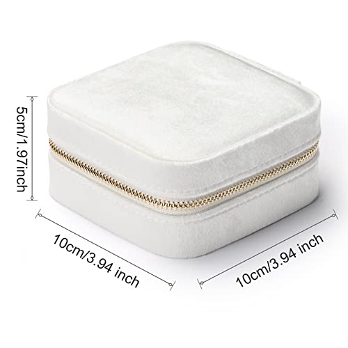 Sightor Velvet Travel Jewelry Box Organizer, Small Jewelry Case With Mirror Portable Display Jewelry Storage Case For Rings Earrings Necklace Bracelet, Perfect For Women (Beige) #TOP1