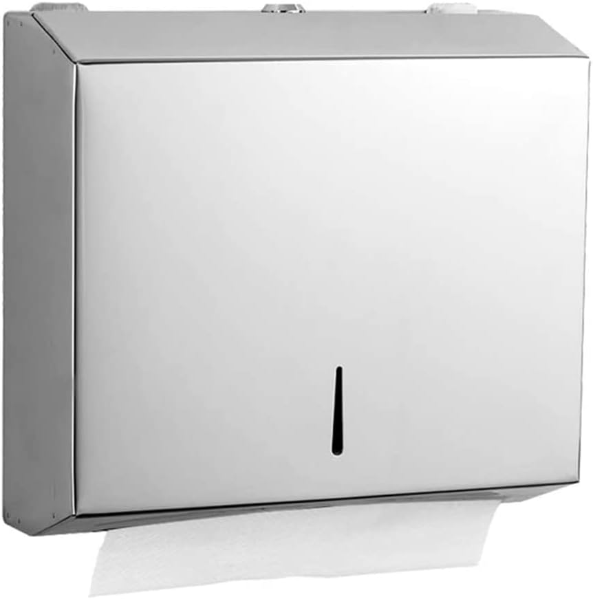 LIOONS High Capacity Lockable Paper Towel Dispenser Commercial Hand Towel Dispenser Wall Mount Stainless Steel Paper Towel Holders Stable