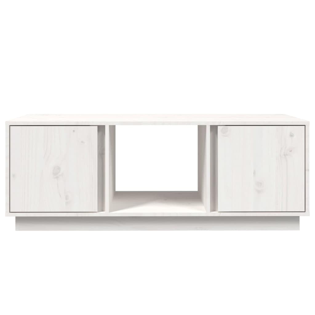 Fengshui Stolik kawowy biały 110 x 50 x 40 cm lite drewno sosnowe
