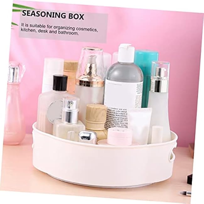 Mipcase 1Pc Non-slip Rotating Multi-function Storage Case for Kitchen Bathroom Desk Tpr Aps Material Easy Movement with Dual Handles for Organizing Cosmetics Seasonings