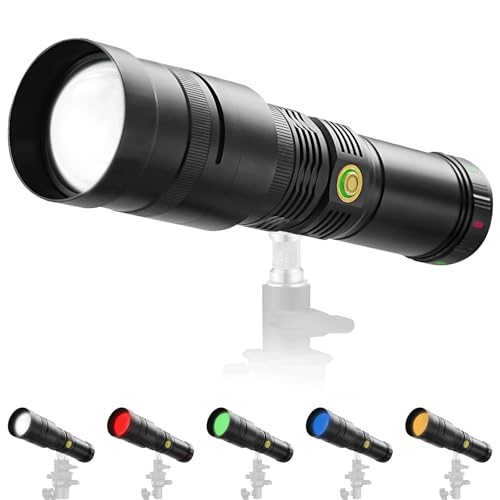 WELLMAKING 35W LED Photography Flashlight Optical Glass Lenses, 7800mAh Aluminum