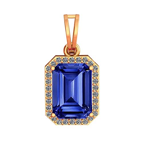 Blue Sapphire Pendant Nilam/Neelam Stone 925 Sterling Silver Gold Plated Panden for Men and Women, 12.25 Ratti