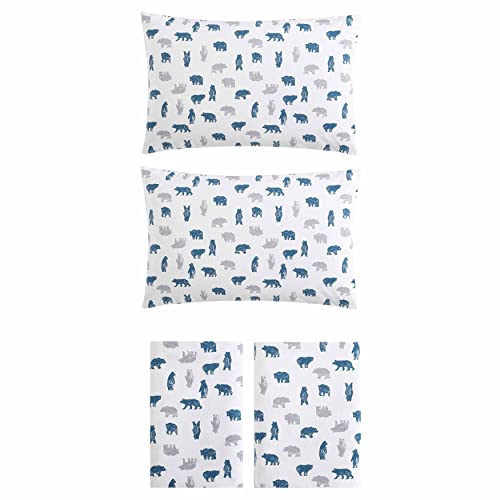 Image of Eddie Bauer - Flannel Sheets King Size, Anti-Pilling & Wrinkle Resistant Cotton, Touchably Soft for All-Season Comfort - Bed Sheets with Matching Pillowcases & Fitted Sheet (Bear Mountain Grey)