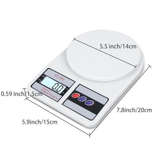 Nayubo Digital Kitchen Food Scale Electronic Weight Measuring in Grams and Ounces for Cooking Baking Weight Loss with Tare Function LCD Display Auto Power Off Plastic (White)