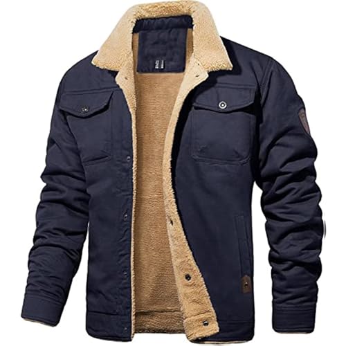 Surchemise cargo de camionneur haut de gamme en faux daim doublée polaire marine