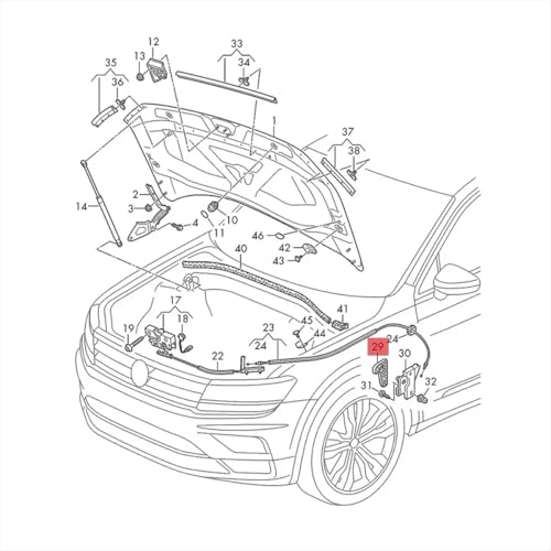 Poignée d'ouverture de capot pour VW Golf 2021-2024 avec support de fixation - 6