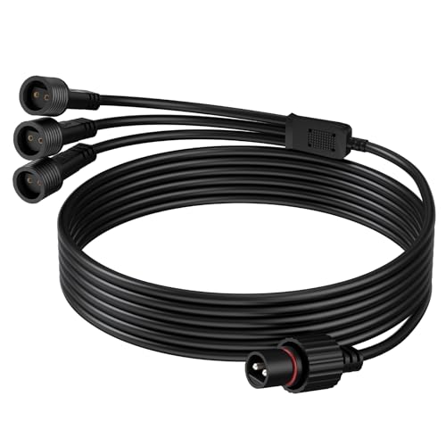 Dalugo Rallonge de 5 m avec 3 répartiteurs, étanche IP65, 2 broches, pour guirlandes lumineuses solaires, éclairage de Noël, éclairage de jardin