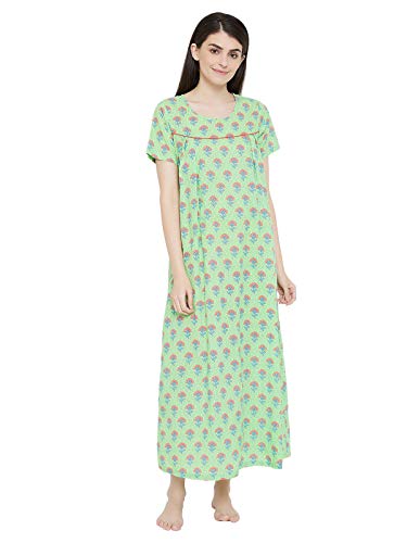 Image of Clovia Women's Cotton Rich Printed Long Nightdress