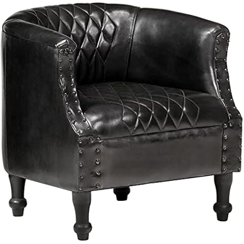 vidaXL Sessel Cocktailsessel Clubsessel Loungesessel Relaxsessel Polstersessel Armsessel Ledersessel Ruhesessel Schwarz 62x58x65cm Echtleder Cover