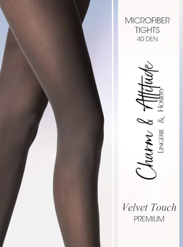 Image of Charm and Attitude Dark Grey Semi Opaque Tights for Women | Pantyhose Stockings Nylons 40D | Made in EU - Dark Grey, Small