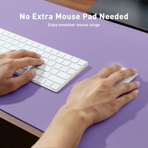 Image of Aothia Faux Leather Desk Mat (Light Purple, 48 inch x 17 inch) | Creates A Clean, Organized Workspace With One Surface For Your Keyboard, Laptop And Mouse