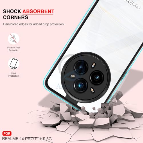 Image of AESTMO Realme 14 Pro Plus 5G Back Cover | 360 Protection | Crystal Clear Hard Back Transparent | Bumper Case for Realme 14 Pro Plus 5G (PC+TPU, Black Bumper)