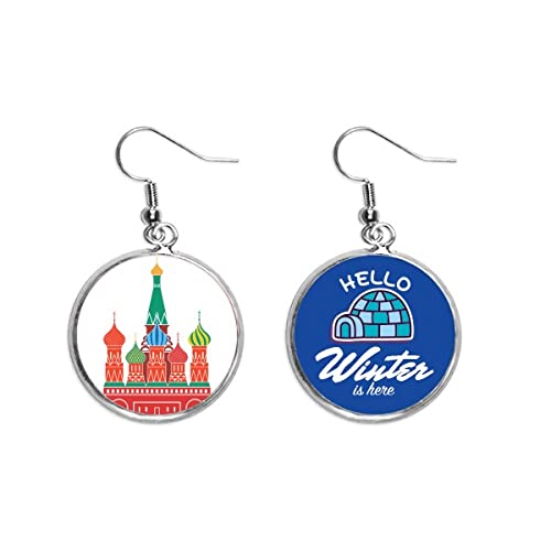 Pendientes de gota de invierno con diseño de la Catedral de Moscú