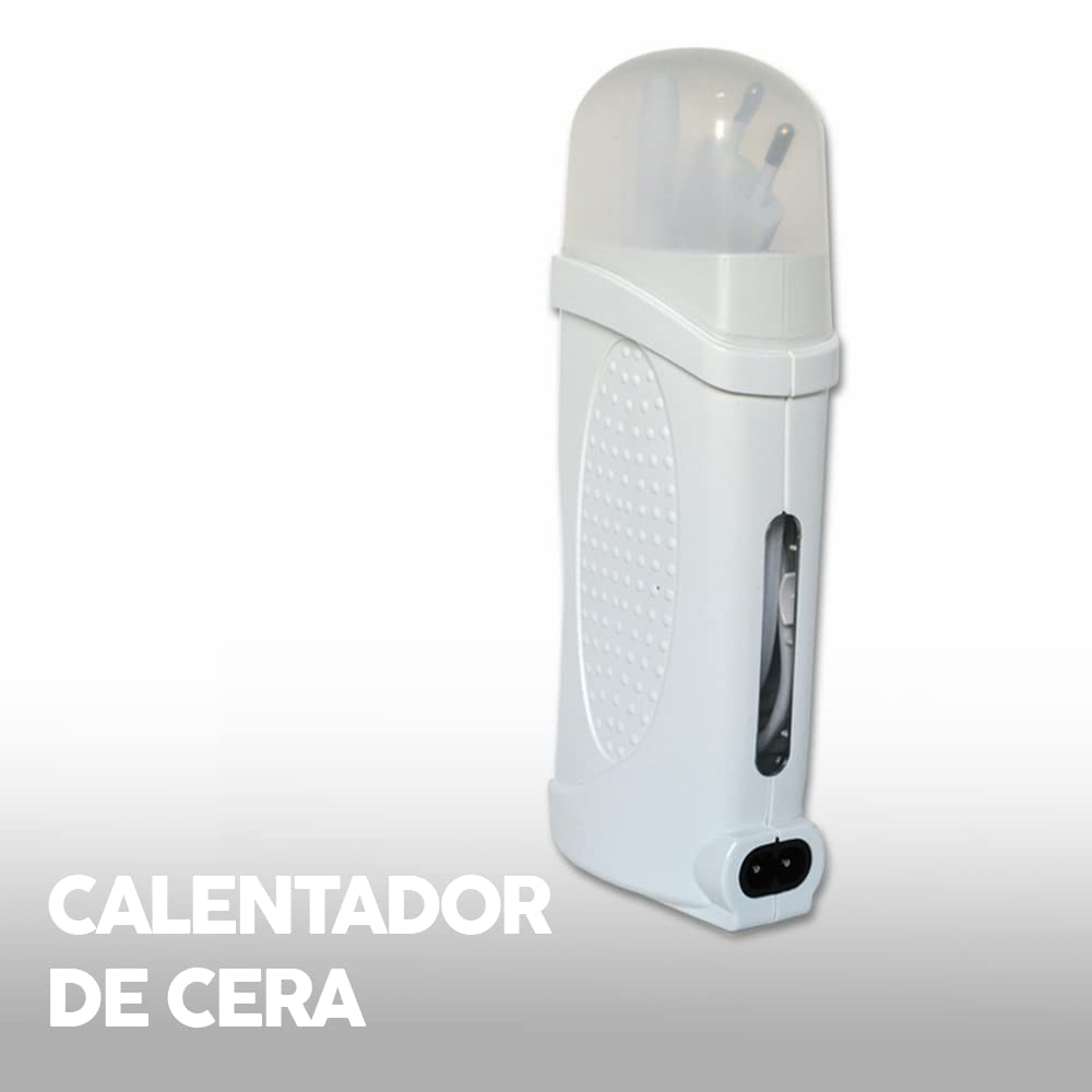 Kit de Depilación Roll On Calentador + 2 Cartuchos de Cera Roll On (Rosa y Chocolate) + 100 Bandas Depilatorias + Aceite Post Depilatorio