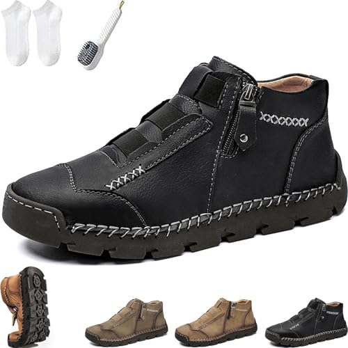 Matufit Shoes for Men, Men's Genuine Leather Waterproof Non-Slip Fashionable Orthopedic Shoes, Slip On Loafers