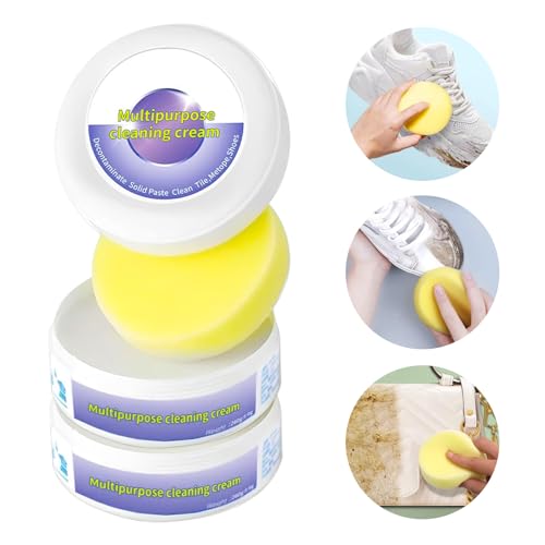 GTNCE 2 Piezas Crema Limpiadora Multifuncional para Zapatos Blancos, Crema Quitamanchas para Zapatillas, Llimpiador Zapatillas Blancas con Esponja, Ideal para Todas las Superficies