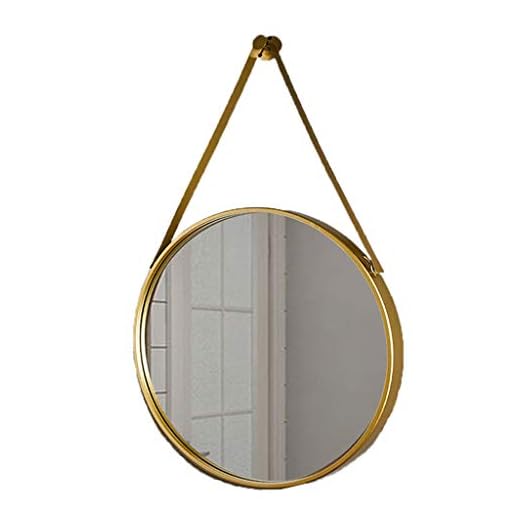 Wubingliu Spegel Makeup-spegel Nordisk Hängande Badrumsspegel Badrum Spegel Stor Rund Spegel Guld (Färg: Guld, Storlek: 70 x 70 cm)