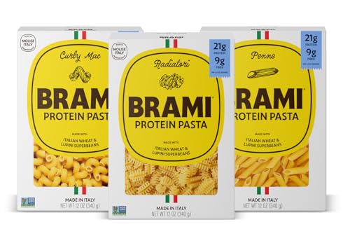 Brami Italian Protein Pasta, Variety | Low Carb | High Fiber | High Protein | Non-GMO | Keto | Made in Italy | Dry Pasta | Semolina | Fortified with Heart Healthy Lupini Beans | 12oz (Pack of 3)
