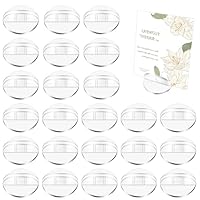 BLMHTWO 24 Pcs Acrylic Card Stands Table Sign Holder Card Display Place Table Menu Holders Small Clear Plastic Stands for Wedding Photos Memos Pictures Display(Round)