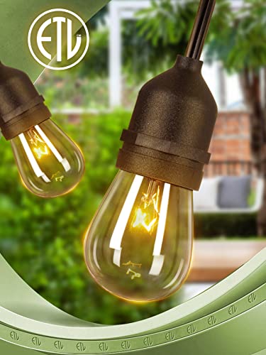 Addlon Outdoor String Lights Commercial Grade Weatherproof Strand Edison Vintage Bulbs(2 Spare Bulbs), 24Ft Etl Listed Heavy-Duty Decorative Café Market Patio Lights For Bistro Classic Black #TOP2