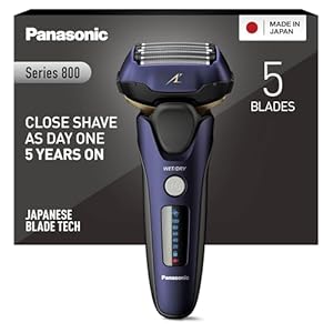 Panasonic Series 800 ES-LV67 , 5-Blade Wet & Dry Electric Shaver For Men, Rechargeable, Responsive Beard Sensor, Multi-Flex 16D Head, Navy and Black