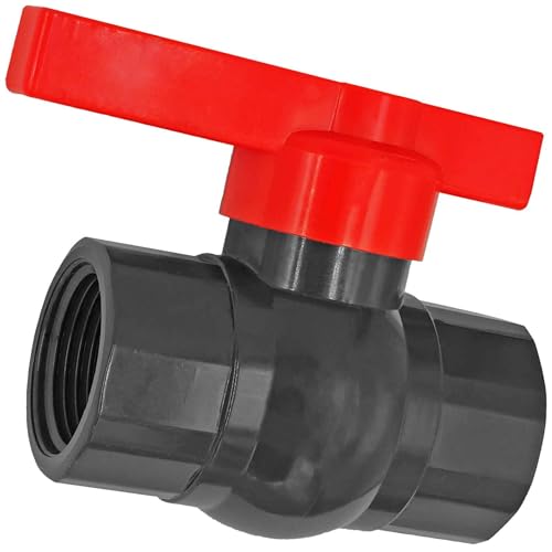 MegaHaustechnik Kugelhahn mit 1 Zoll IG x IG DN25 Innengewinde Druck PN10 Bar Griff rot aus Kunststoff PP Trinkwasser geeignet Anschluß Bewässerung Wasser Absperrventil Hahn