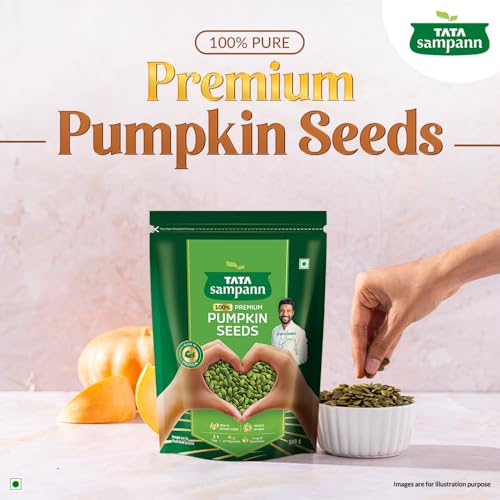 Image of Tata Sampann Pumpkin Seeds, 500g, Rich in Protein, Dietary Fibre, Magnesium & Phosphorus, Raw & Unroasted Pumpkin Seeds, Source of Iron & Zinc, Handpicked Seeds, Resealable Pack (Pack of 2)