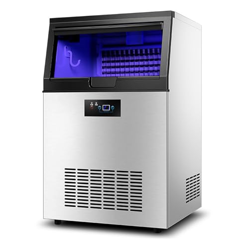 Eiswürfelmaschine, kommerziell, 350 W, 60 kg/24 Stunden, professionelle Eismaschine, 40 Eiswürfel in 8 – 15 Minuten, LCD-Display, 15 kg, für Haus, Büro, Restaurant, Bar, Café