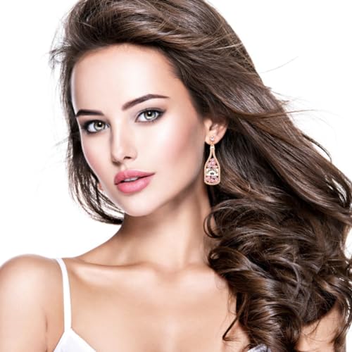 NATTASOUL 3 Pairs Champagne & Martini Glass Earrings Dangling Novelty Colorful Handmade Wine Glass Alcohol Goblet Beach Holiday Earrings Gifts Drink Studs Dangling Set Pack for Women Party Birthday Gift4