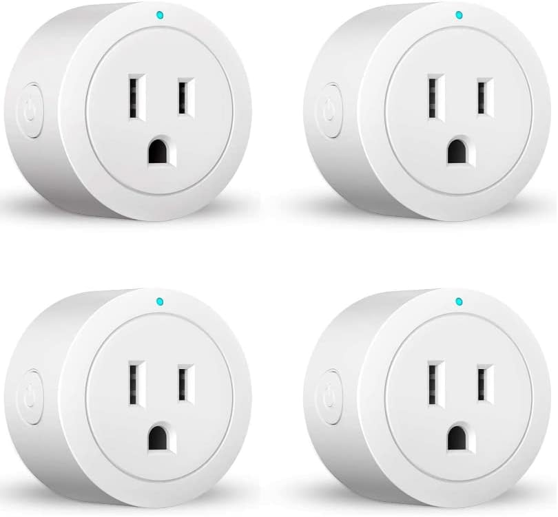 Smart Plug ESICOO, WiFi Plugs That Compatible with Alexa, Echo, Google Home, Surge Protector & Timer & Group Controller, ETL & FCC Certified, No Hub Required, 2.4G WiFi Only, 4 Pack