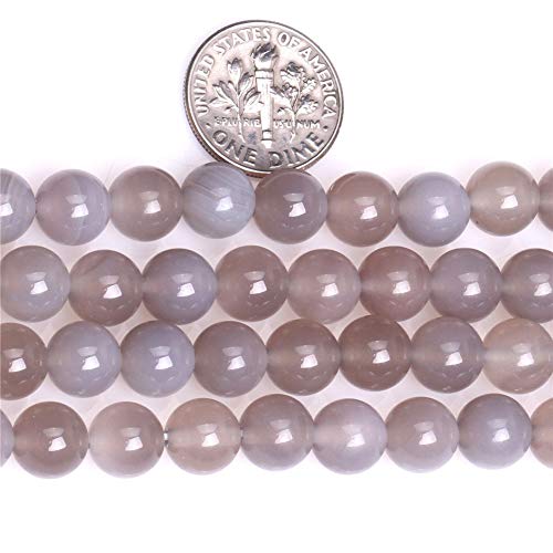 10mm Natural Gray Agate Beads Round Gemstone Loose Beads for Jewellery Making (38-40pcs/strand) - Image 3