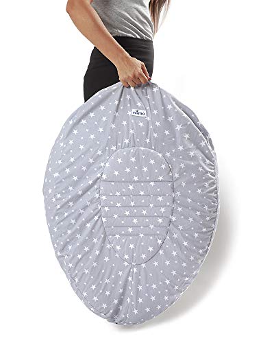 Funda Almohada Embarazo y Lactancia Niivetto 100% algodón por AlphaXXL (Gris-Estrellas Blancas)
