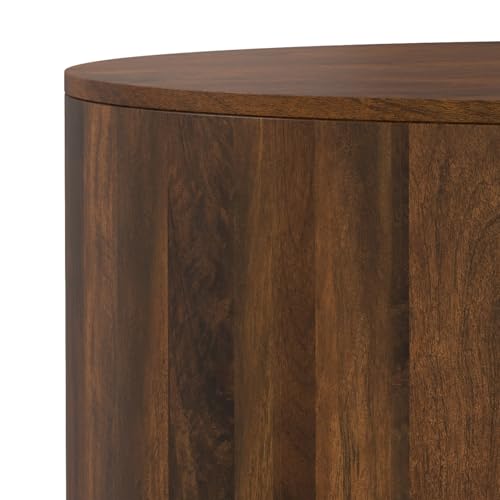 SIMPLIHOME Millbury Drum Coffee Table - 36 inch Wide Solid Mango Wood Round Living Room Table in Walnut Brown, Contemporary Cocktail Table for Family Room or Lounge with Large Surface, Assembled by SIMPLIHOME - Image 6