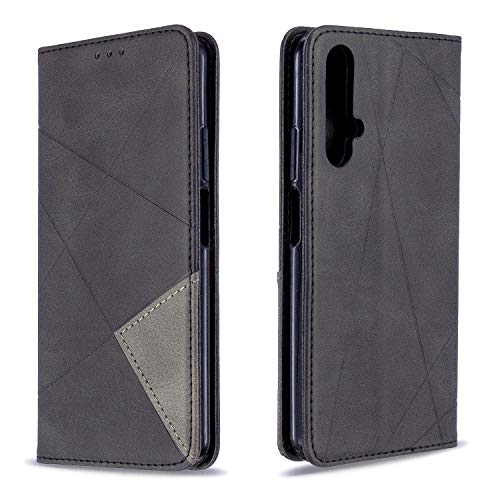 Posanter Funda para Huawei Honor 20S, PU Cuero Flip Carcasa Fundas Móvil de Tapa Libro con Cierre Magnético, Tarjetero y Suporte, Capa Plegable Cartera, Flip Phone Cover Case (Negro)
