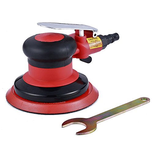 Air Random Orbital Sander 5 Inch Heavy Duty Pneumatic Polisher Dual Action Red Tool 6Inch Replace Disk