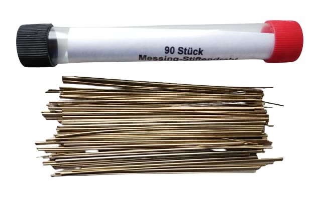 KD89 Zestaw 90 mosiężnych prętów do zegarów - Ø 0,40-1,20mm - Długość 80mm - Wyprodukowano w Niemczech, Mosiądz