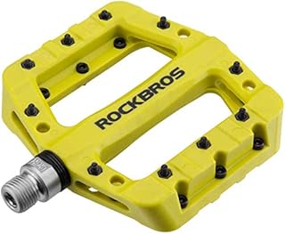 ROCKBROS Pedały Rowerowe, Antypoślizgowe, Wodoodporne, Przeciwpyłowe, Lekkie, Trwałe, Nylonowe Kompozytowe Płaskie Pedały, Łatwy Montaż, Oś 9/16", 3 Łożyska, do Większość Idealny i