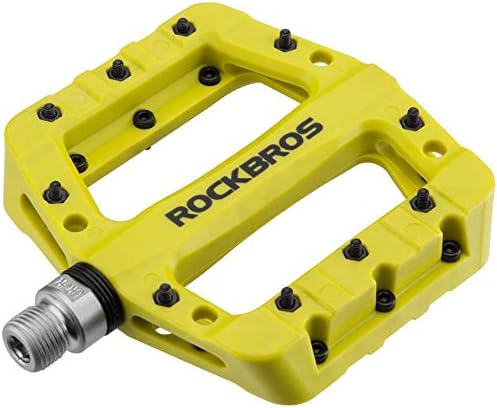 ROCKBROS Pedały Rowerowe, Antypoślizgowe, Wodoodporne, Przeciwpyłowe, Lekkie, Trwałe, Nylonowe Kompozytowe Płaskie Pedały, Łatwy Montaż, Oś 9/16", 3 Łożyska, do Większość Idealny i