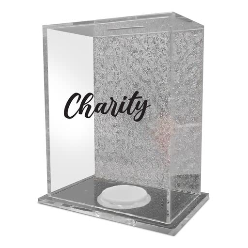 Boîte caritative transparente en Lucite avec fond argenté chic - 3