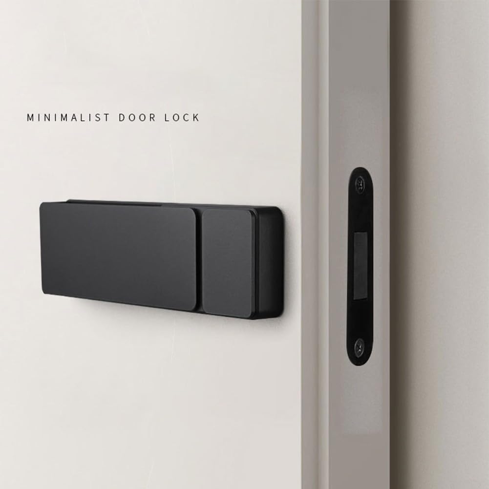 Cerradura de puerta interior de cobre puro con agujero invisible | Pestillo silencioso antioxidante para dormitorio, habitación de los niños, oficina, baño | Mecanismo de mango simple de moda (dorado)