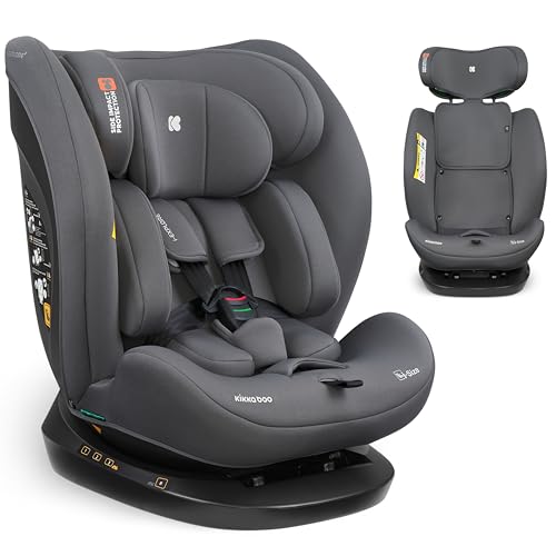 KikkaBoo Seggiolino Auto 0–36 kg Reclinabile i-EXPLORE 2, Gruppo 0 1 2 3, Senza ISOFIX, Girevole Avanti e Indietro, Imbracatura a 5 Punti, 40–150 cm, Grigio