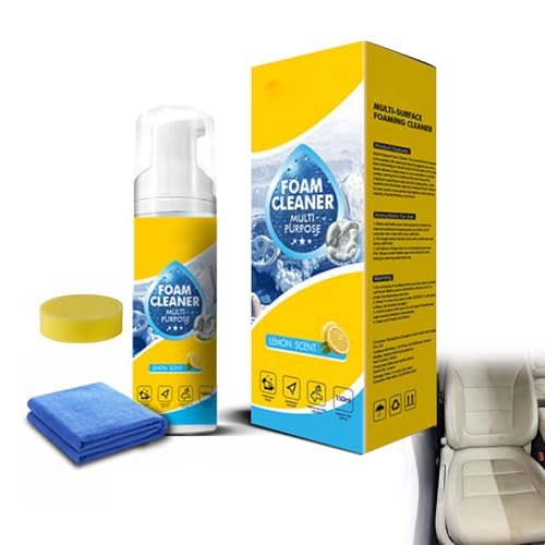 Foam No-Rinse Cleaner, 4-in-1 Multi-enzyme Foam Cleaner – Deep Clean Car, Kitchen, Bathroom & Sofa, Multi-enzyme Foam Cleaner | Professional 4-in-1 Deep Stain & Grease Remover for Home & Auto (1pcs)