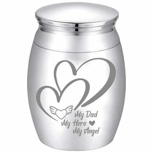 CREATCABIN Heart Engraving Small Keepsake Urn Pet Ashes Preserve Tiny Stainless Steel Cremation Urn Funeral Memorial Ashes Holder for Human Ashes Storage Waterproof Decorative Souvenir 1.57x1.18in