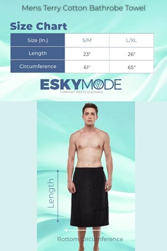 Mens Terry Cotton Bathrobe Towel, Men's Adjustable Closure Shower Wrap Robe4
