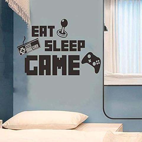 Eat Sleep Game Wall Decal Poster Lettering Wall Stickers Murals for Boys Bedroom Playroom Home Decor (Game) Cover