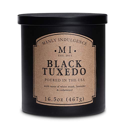 Manly Indulgence Black Tuxedo Jar Candle 16.5 Oz - White Musk, Lavender, Cedarwood, Jasmine & Earthy Orris - Up To 60 Hour Burn - Soy Blend Wax, Usa Poured #TOP3