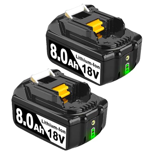 2 Stück 8000mAh 18V Li-Ion Kompatibel mit Makita Akku 18V BL1860B Ersatz für Makita Akku BL1860 BL1850B BL1850 BL1845 BL1840 BL1835 BL1830 BL1815 194205-3 mit LED Indikator