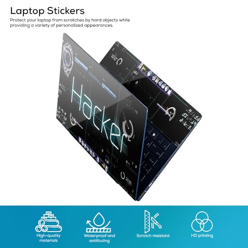 Image of Galaxsia Hacker Top+Wrist Pad Vinyl Laptop Skin /Sticker /Cover Upto 15.6 Inches Laptops Laminated-Removable-HD Quality Compatible for Hp-Dell-Sony-Lenovo-Asus etc.(15x10 Inches)
