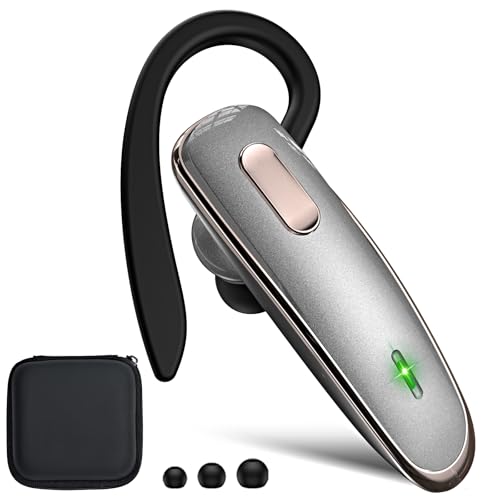 Jinreoo Bluetooth Earpiece, V5.1 Ultralight Wireless Handsfree Headset for Cell Phone with Noise...
